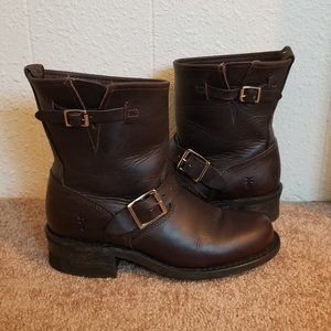 Frye brown leather engineer moto boots